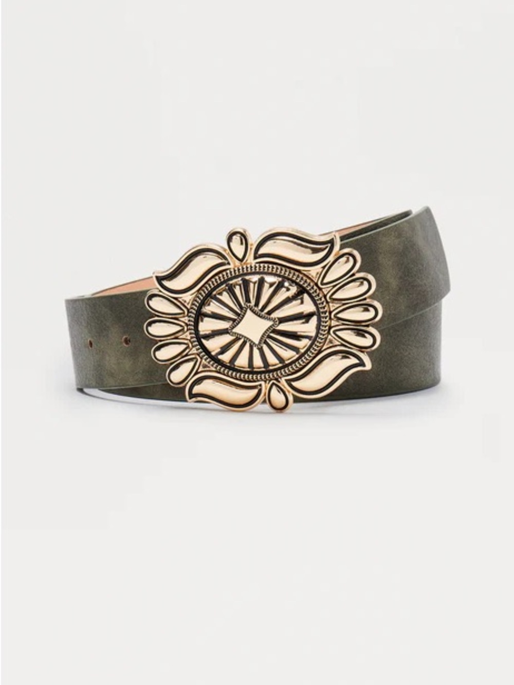 Vintage Horizon Olive Green Faux Leather Belt NEW 🏷️